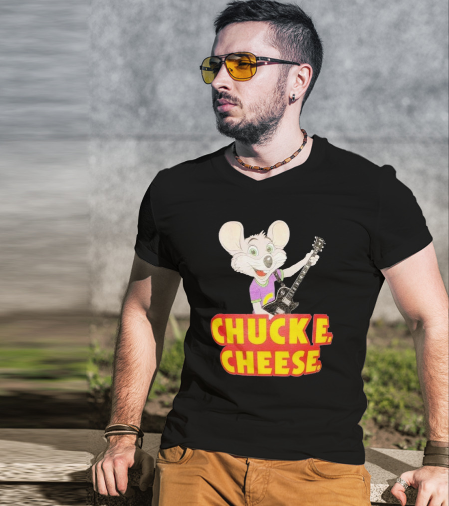Chuck E Cheese Logo Rat With Guitar T-Shirt