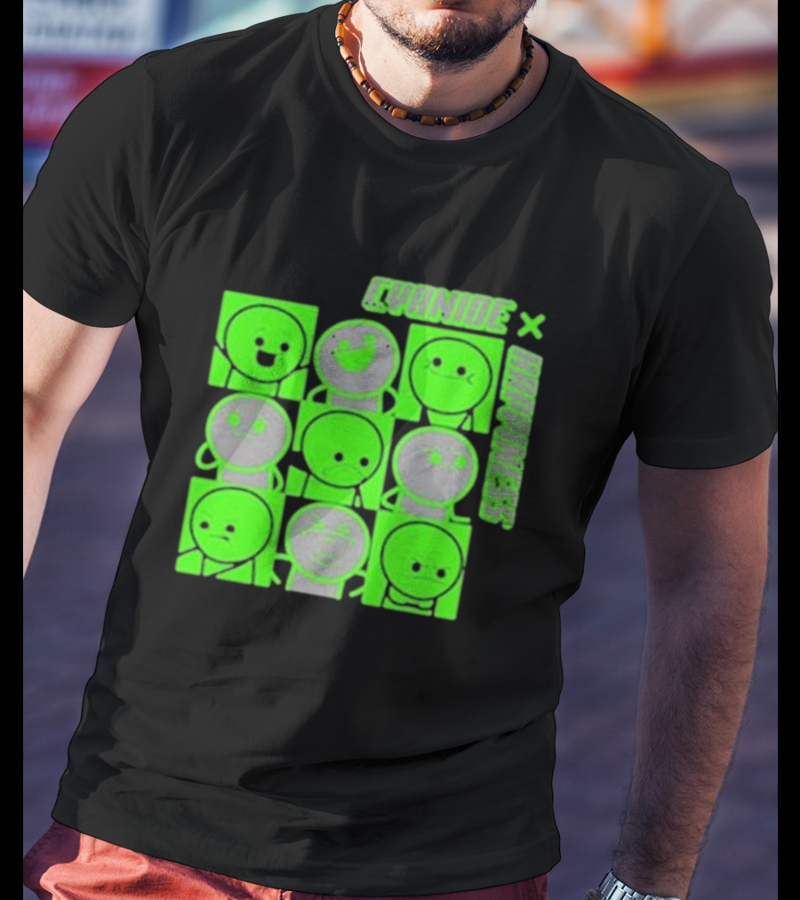 Cyanide X Happiness Neon Green Faces T-Shirt