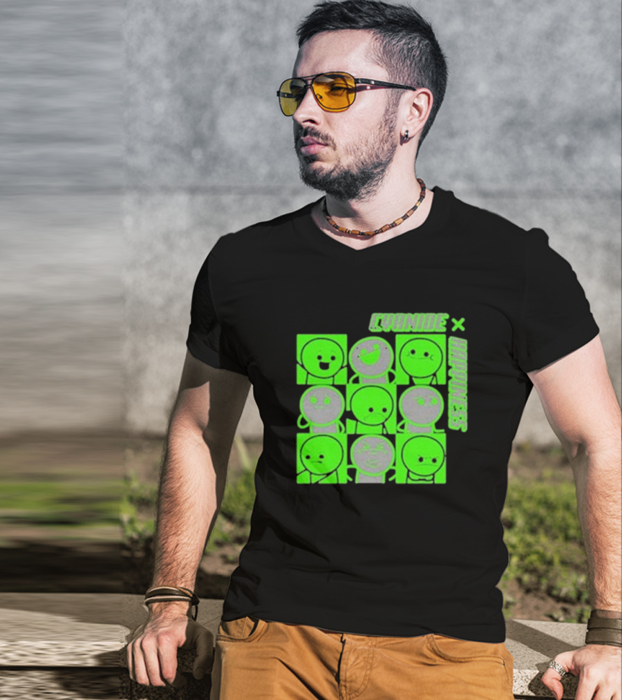 Cyanide X Happiness Neon Green Faces T-Shirt