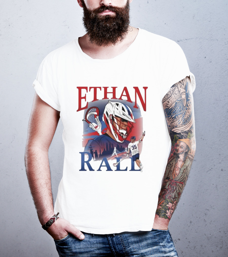 Ethan Rall Lacrosse Helmet Player Illustration 35 T-Shirt