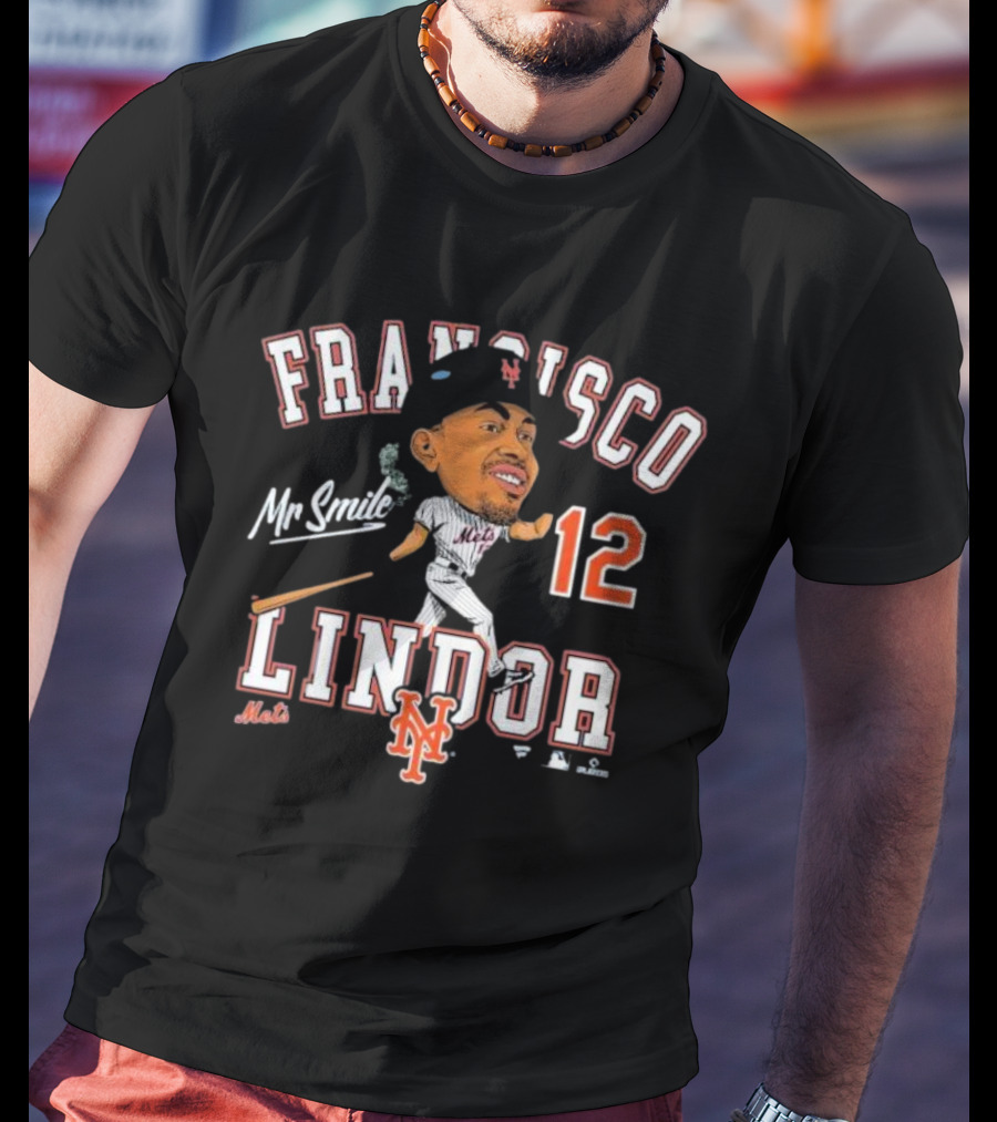 Francisco Lindor Mr Smile New York Mets 12 Caricature T-Shirt