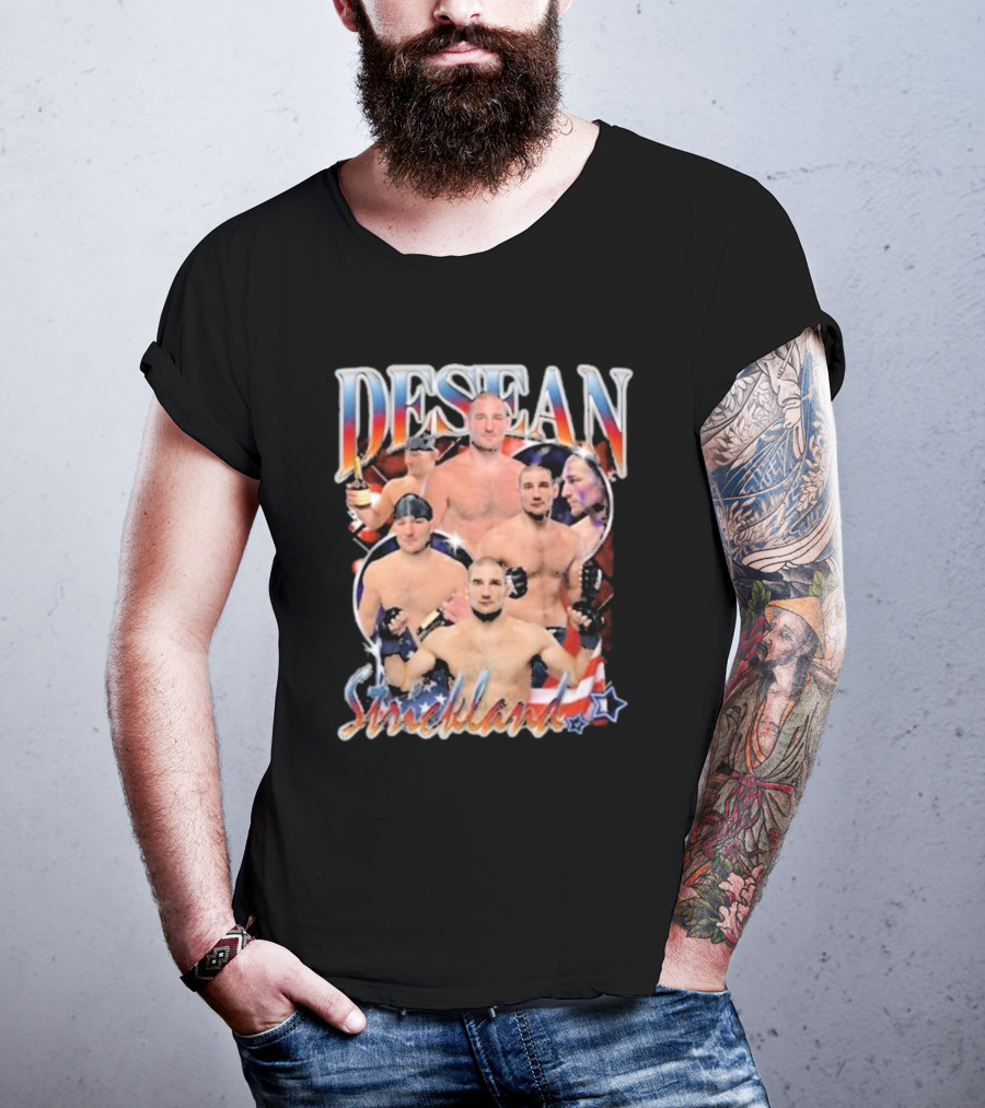 Desean Strickland Patriotic MMA Fighter Collage T-Shirt