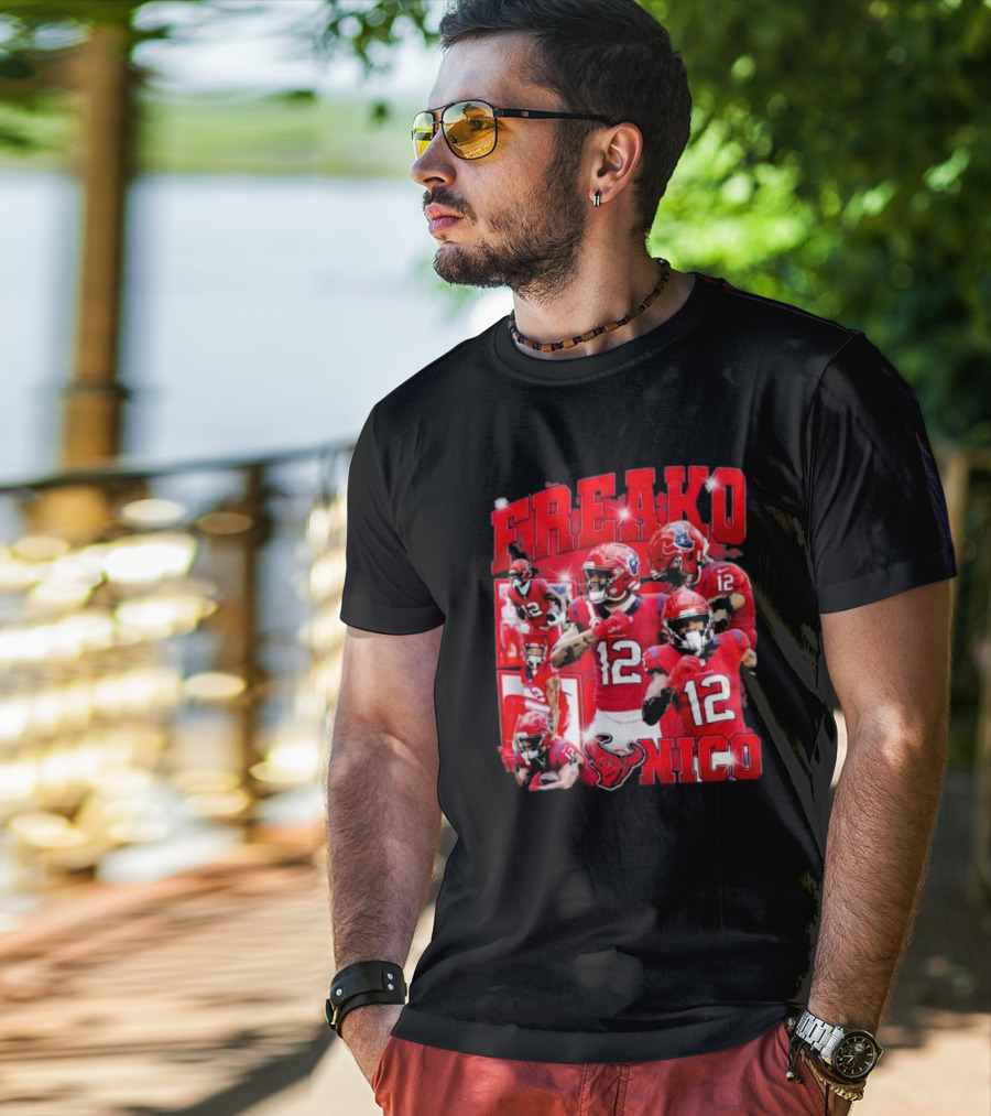 Houston Freako Nico 12 Football Player Collage T-Shirt