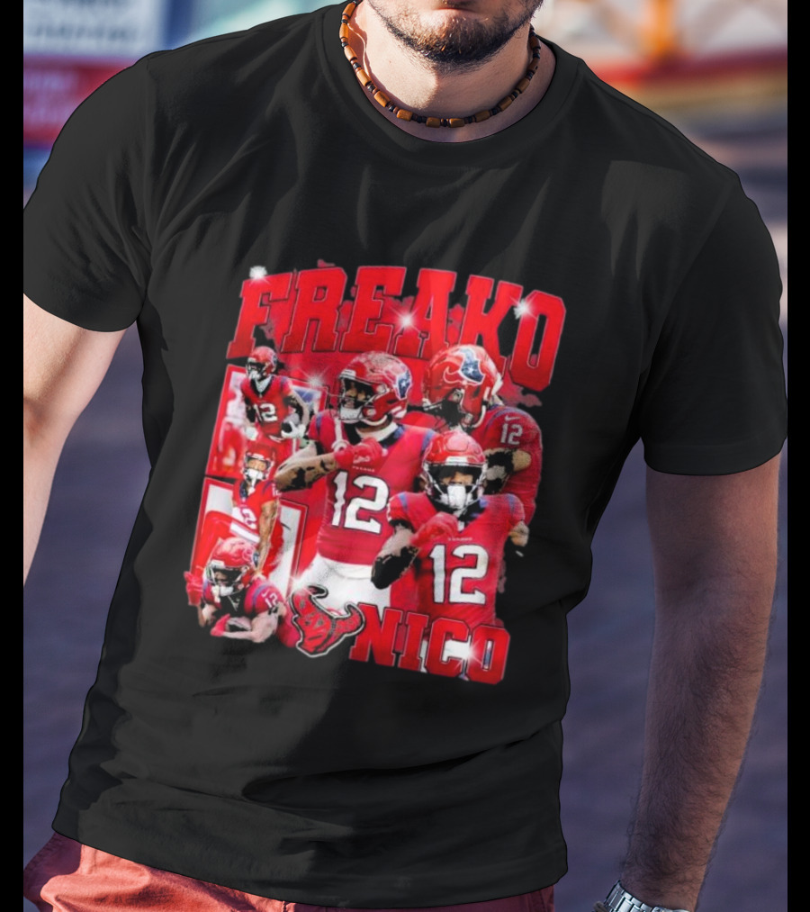 Houston Freako Nico 12 Football Player Collage T-Shirt