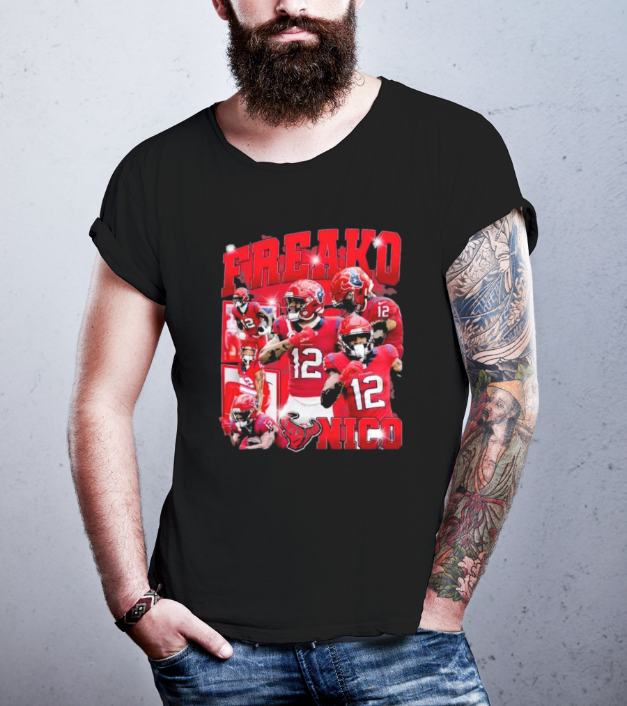 Houston Freako Nico 12 Football Player Collage T-Shirt