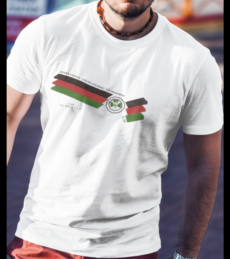 International Youth Football Tournament VIII Ni Milk Cup Four-Leaf Clover Stripe T-Shirt