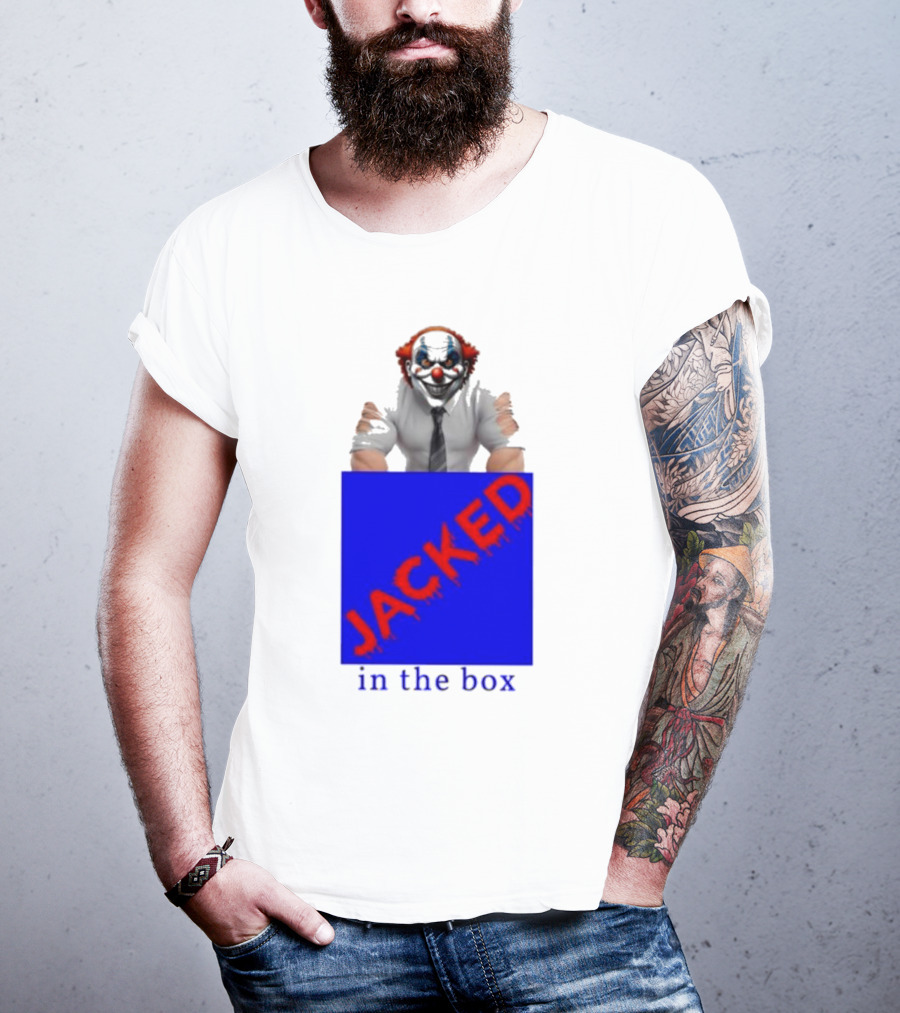 JACKED In The Box Clown Concept With Red-Blue Contrast T-Shirt