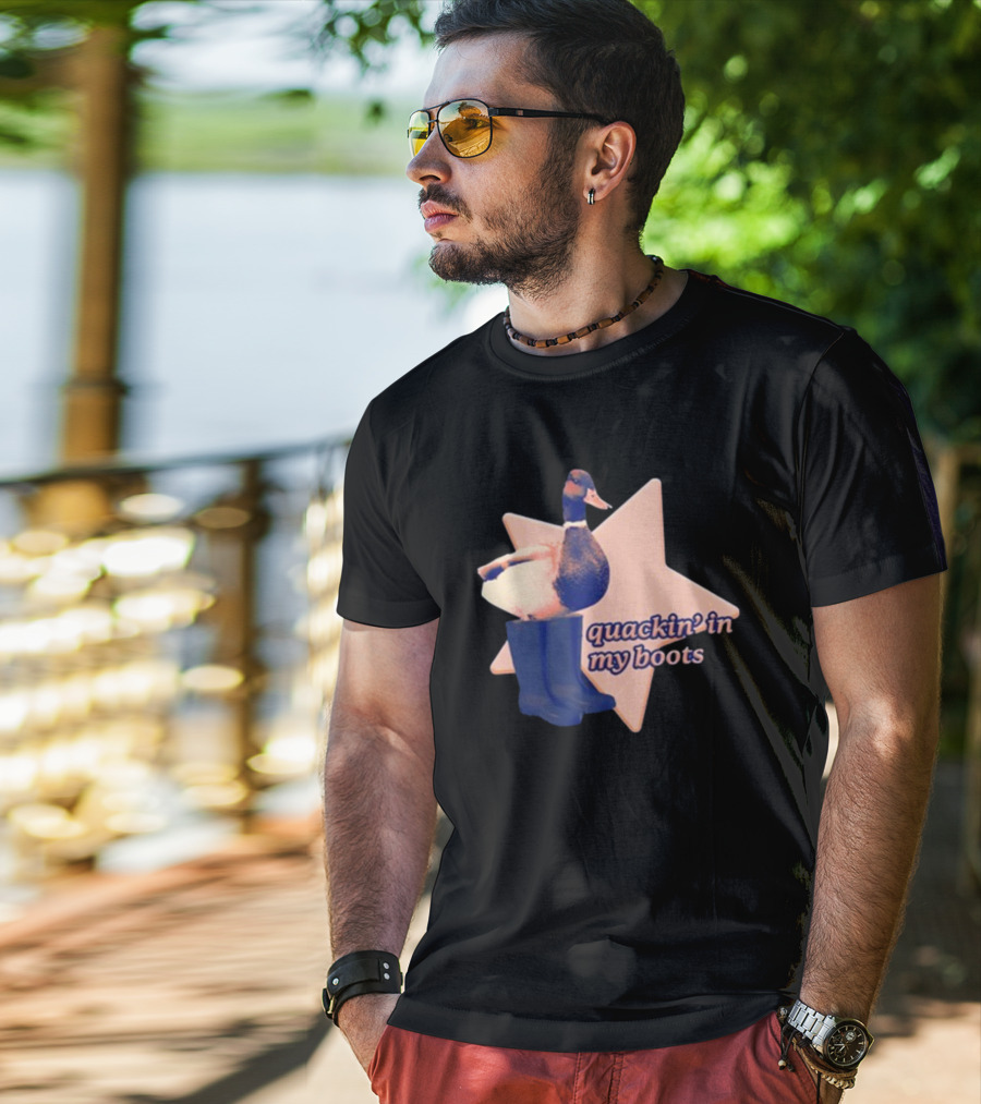 Quackin' In My Boots Duck With Star And Boots T-Shirt