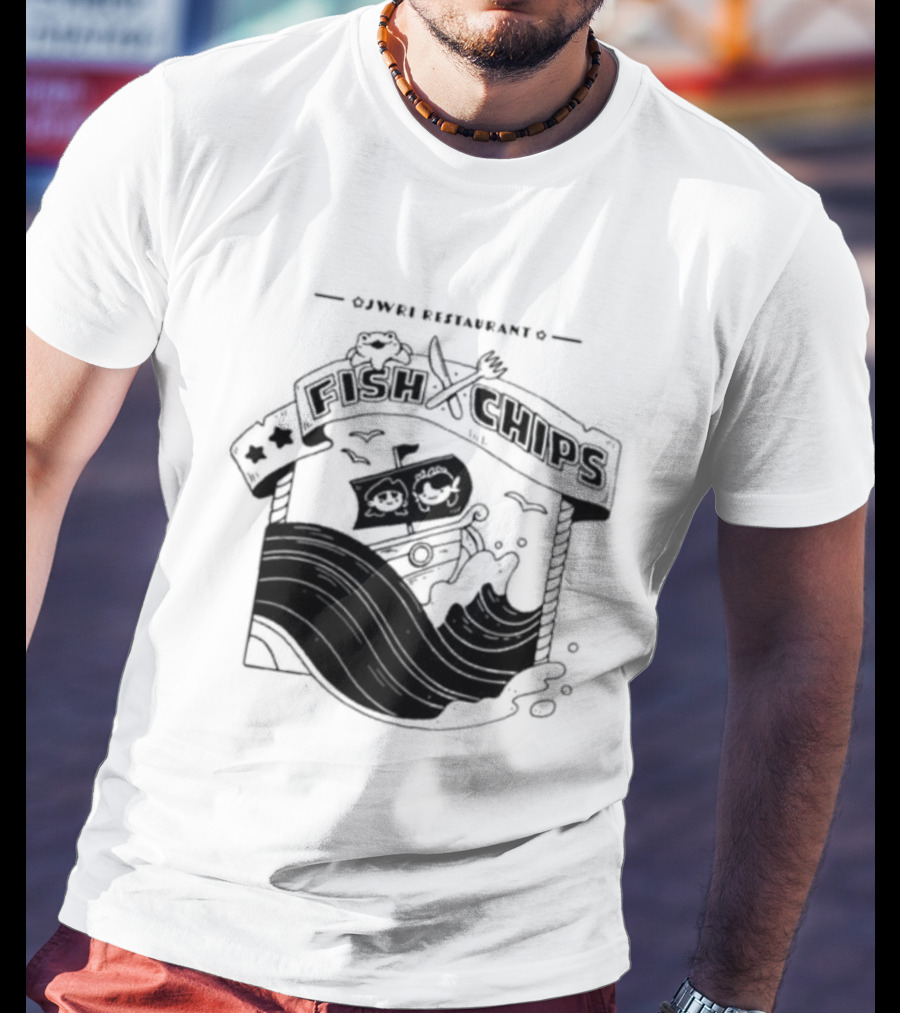 Jwri Restaurant Fish Chips Boat Adventure Waves T-Shirt