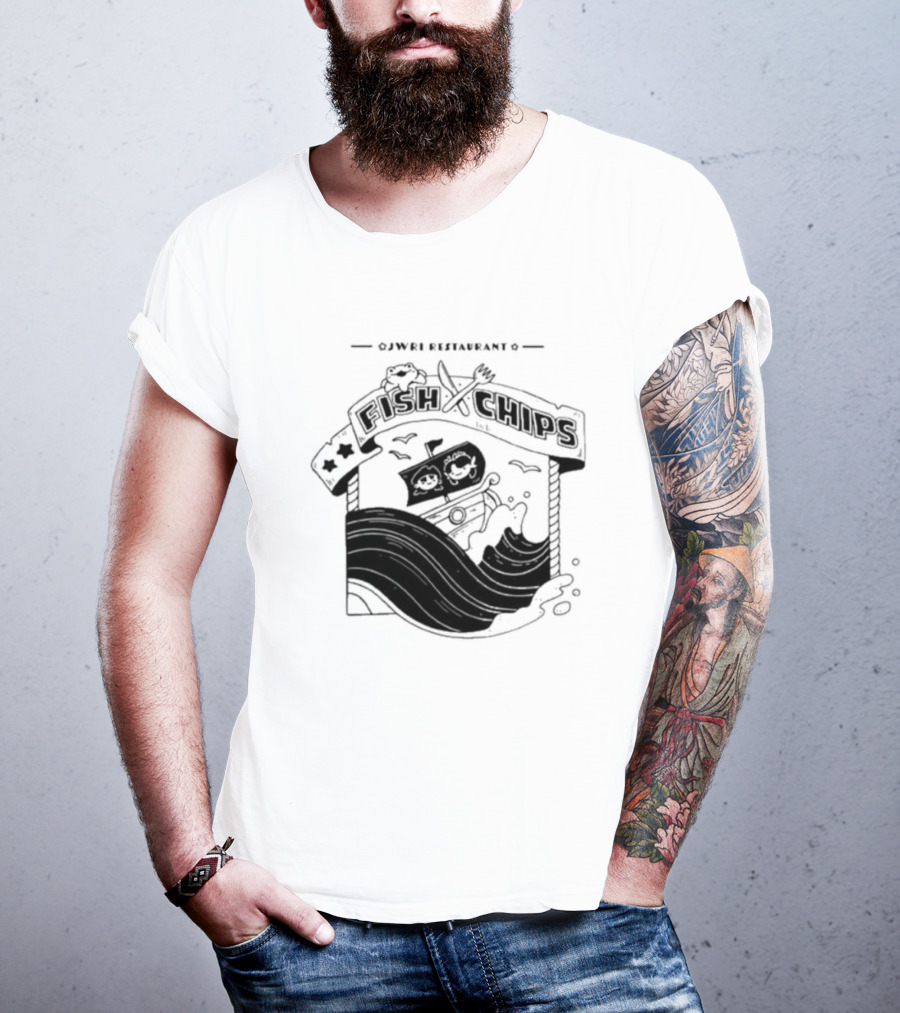 Jwri Restaurant Fish Chips Boat Adventure Waves T-Shirt