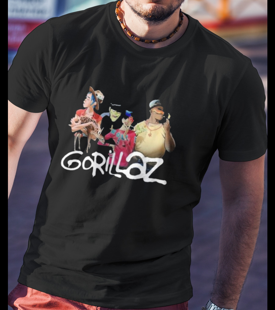 Gorillaz Band Characters With Deer Stonewashed T-Shirt