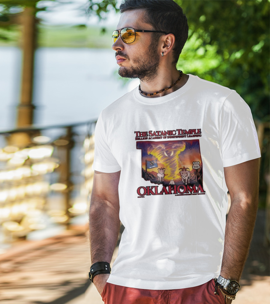 The Satanic Temple Campaign Oklahoma Route 666 Tornado Goats T-Shirt