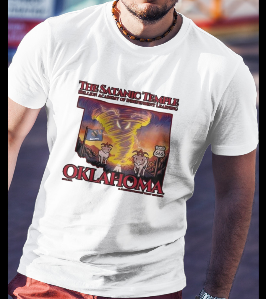 The Satanic Temple Campaign Oklahoma Route 666 Tornado Goats T-Shirt