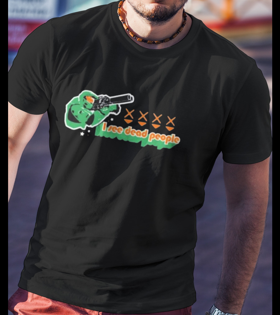 I See Dead People Doom Slayer Helmet Gun Iconic Mashup Reprinted By Fantasy Arc T-Shirt
