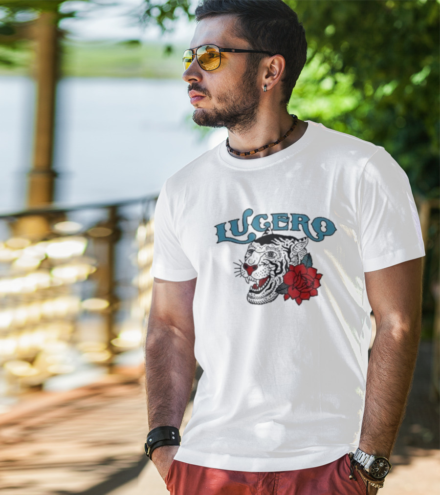 Lucero Panther With Red Rose Tattoo T-Shirt