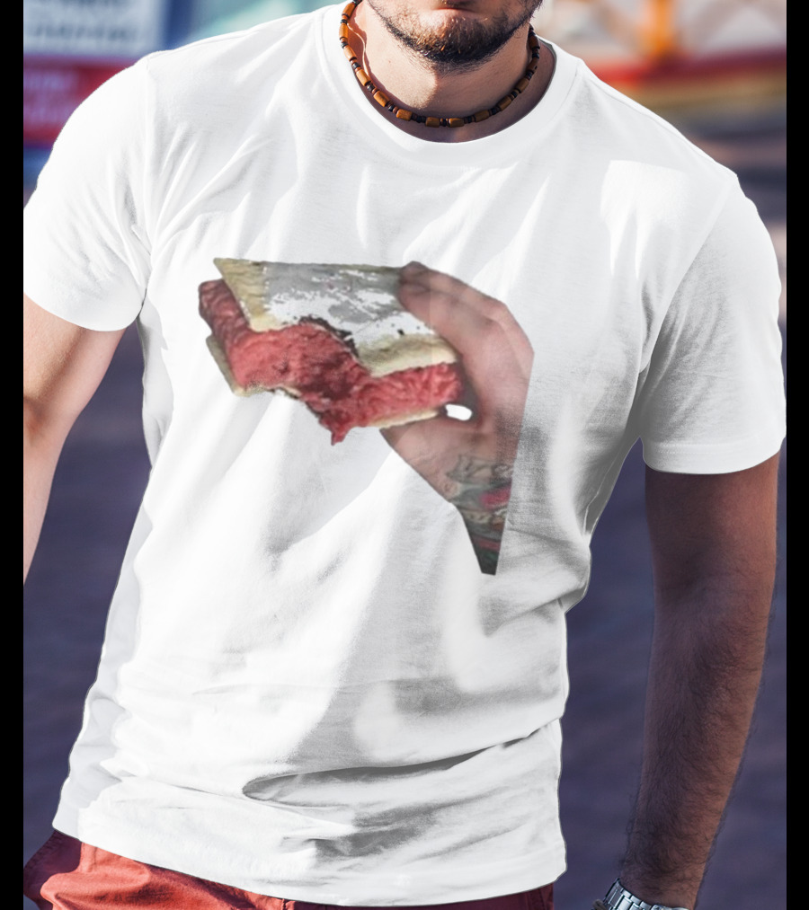 Man Holding Uncooked Meat Sandwich With Tattoos T-Shirt