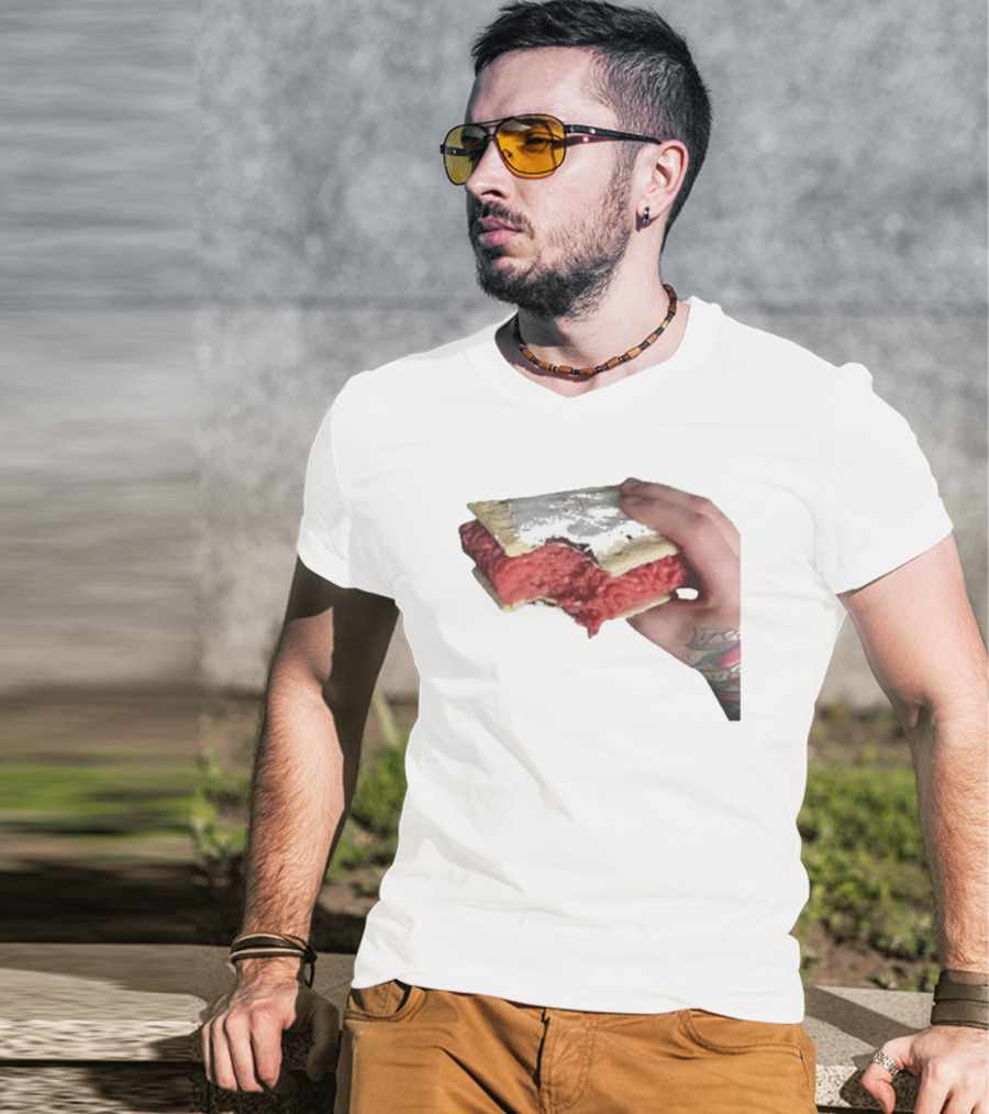 Man Holding Uncooked Meat Sandwich With Tattoos T-Shirt