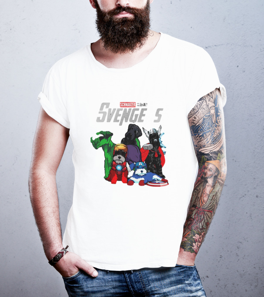 Marvel Avengers Schnauzer Svengers Dogs Superheroes T-Shirt