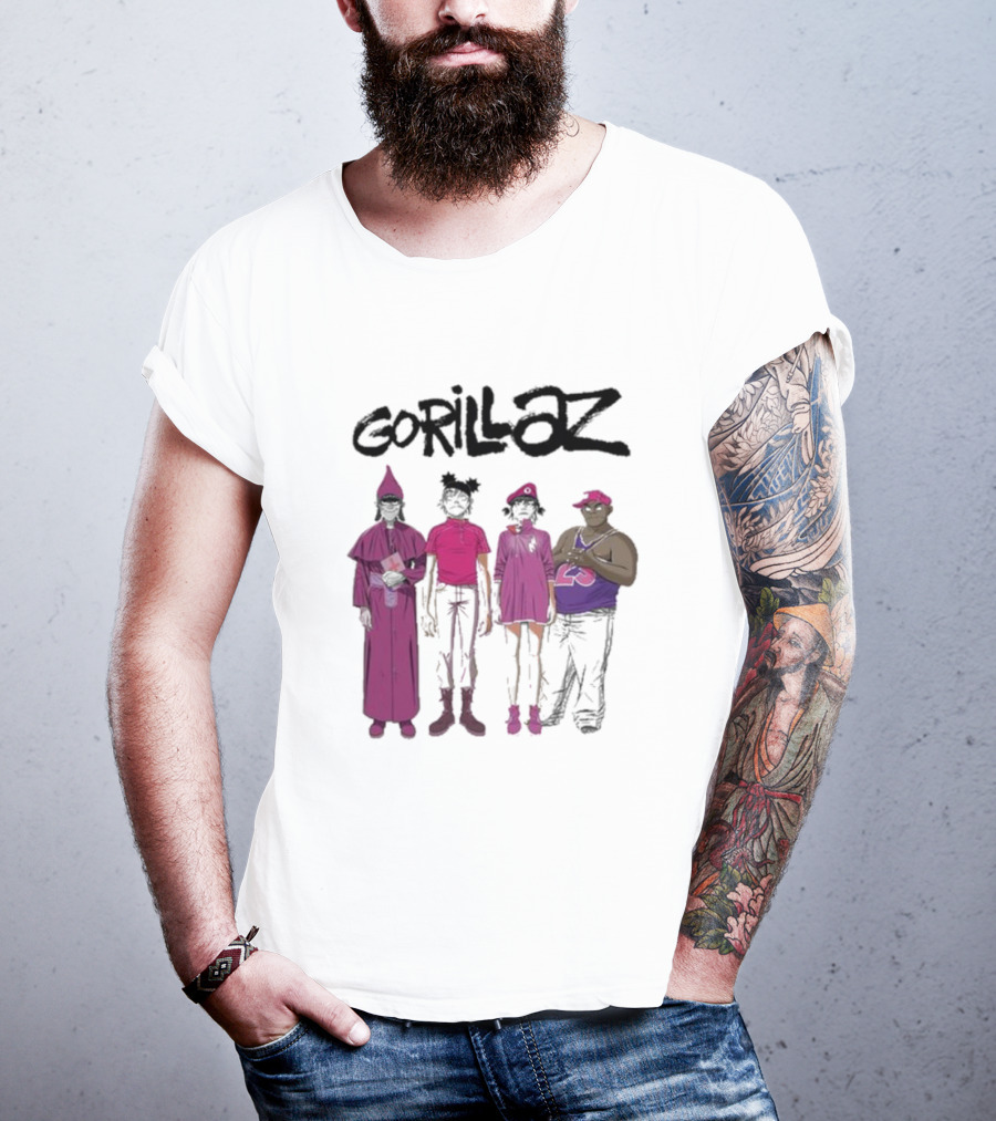 Gorillaz Cracker Island Group Art Standing Characters T-Shirt