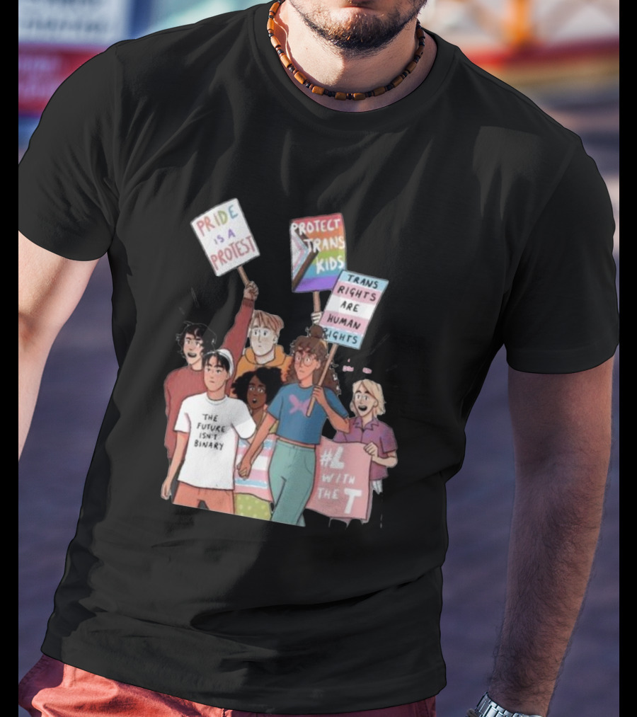 Heartstopper Pride Protest The Future Isn't Binary Protect Trans Kids Rights T-Shirt