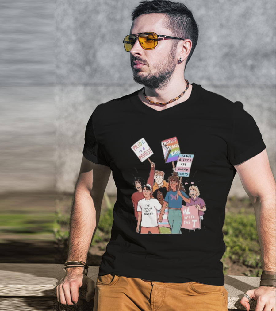 Heartstopper Pride Protest The Future Isn't Binary Protect Trans Kids Rights T-Shirt
