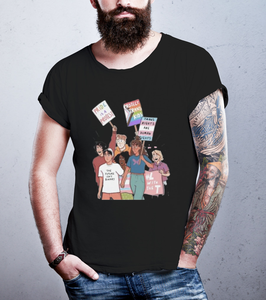 Heartstopper Pride Protest The Future Isn't Binary Protect Trans Kids Rights T-Shirt