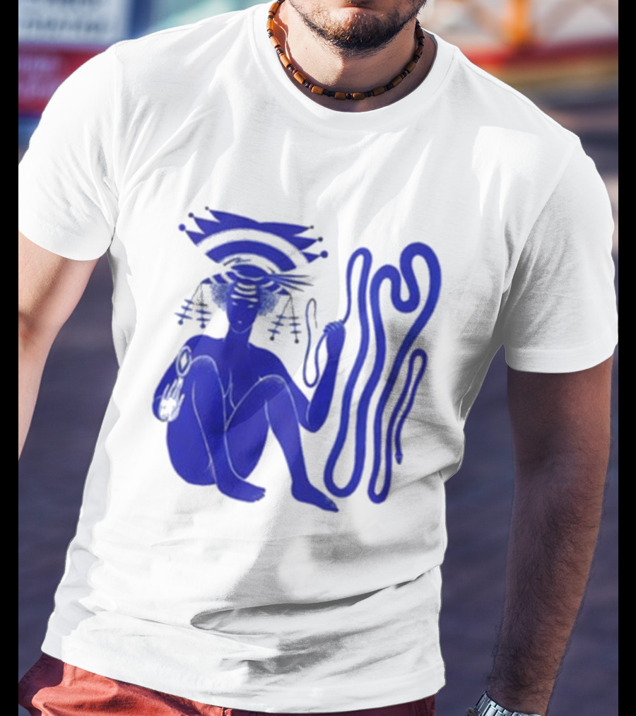 Hiatus Kaiyote Love Heart Cheat Code Abstract Blue Figure With Spiral Elements T-Shirt
