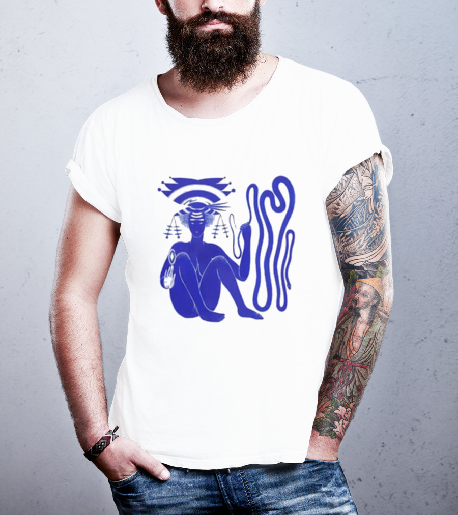 Hiatus Kaiyote Love Heart Cheat Code Abstract Blue Figure With Spiral Elements T-Shirt