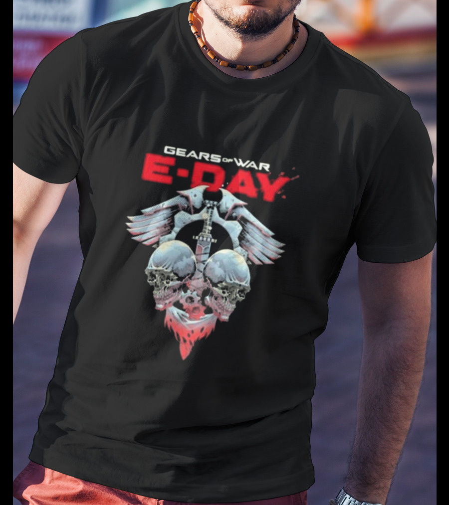 Gears Of War E-Day Skulls And Weaponry Design By Luke Preece T-Shirt