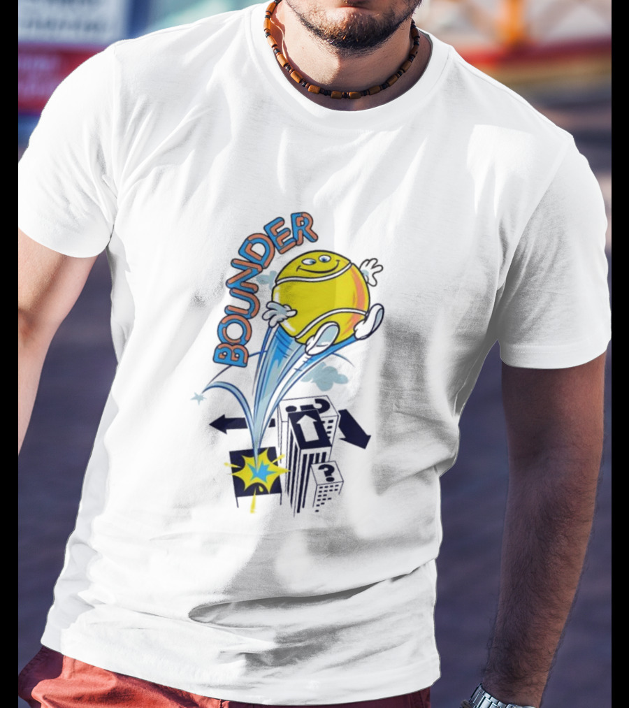 BOUNDING YELLOW CHARACTER ROOFTOP ADVENTURE T-Shirt