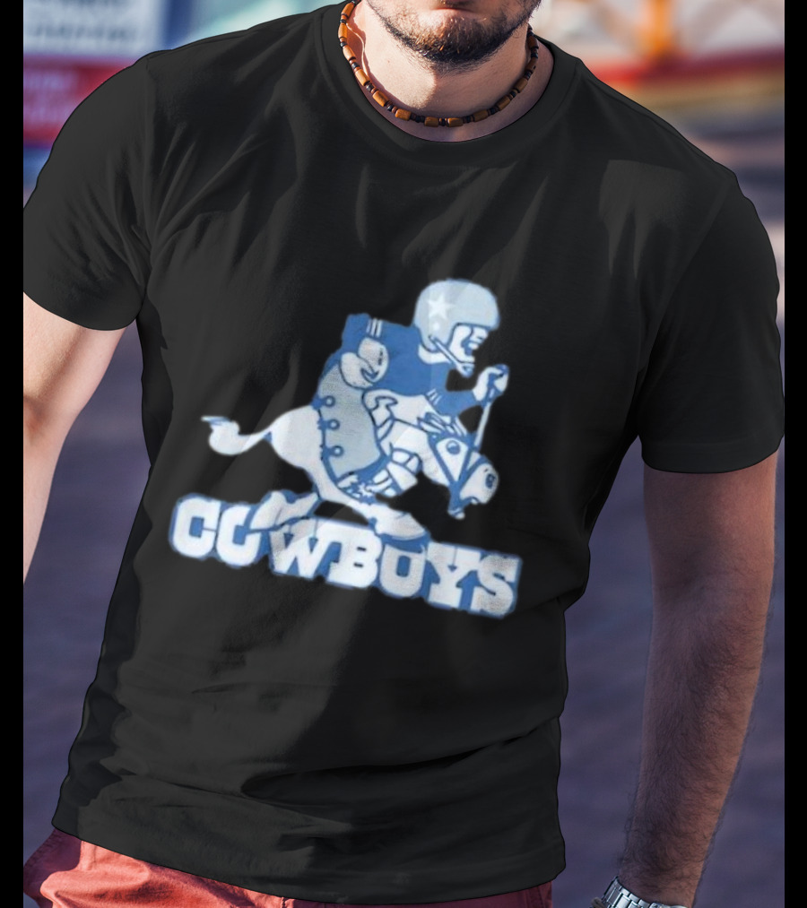 Dallas Cowboys Vintage Cowboy Riding Football Horse Logo 1966 T-Shirt