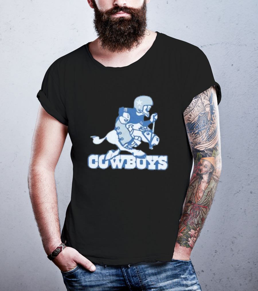 Dallas Cowboys Vintage Cowboy Riding Football Horse Logo 1966 T-Shirt