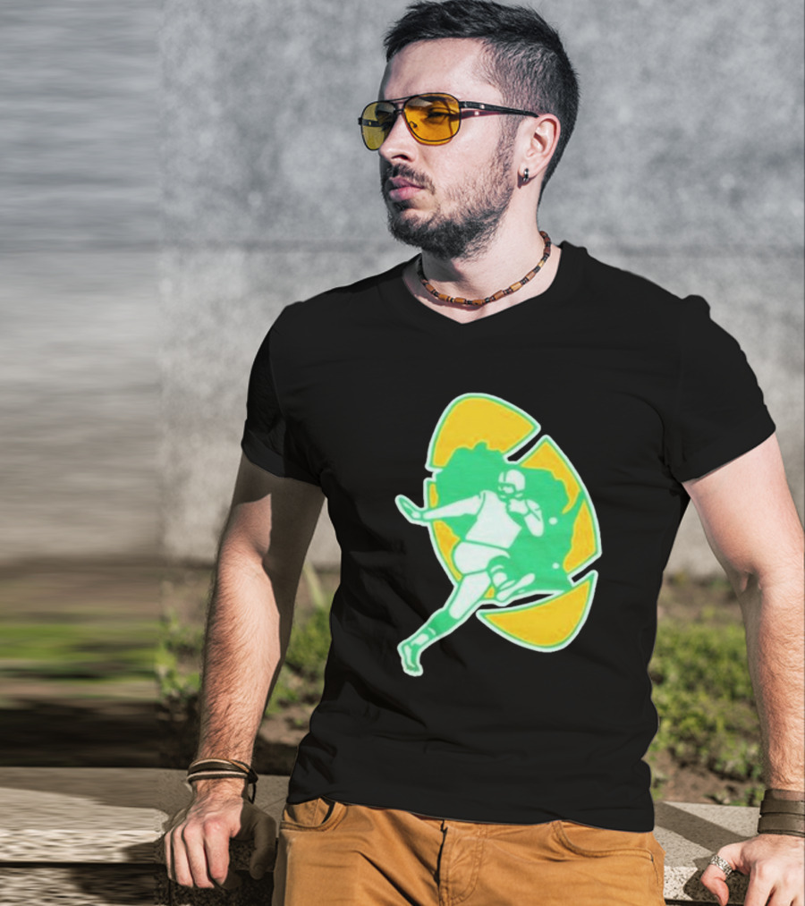 Green Bay Packers Alt Logo 1956 Retro Football Player Emblem T-Shirt