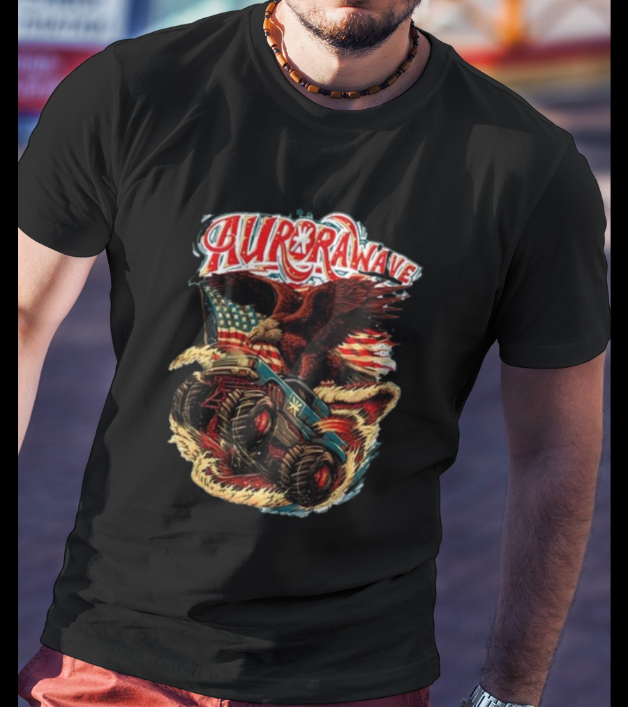 Aurorawave America F Yeah Eagle Monster Truck Vintage USA Flag T-Shirt
