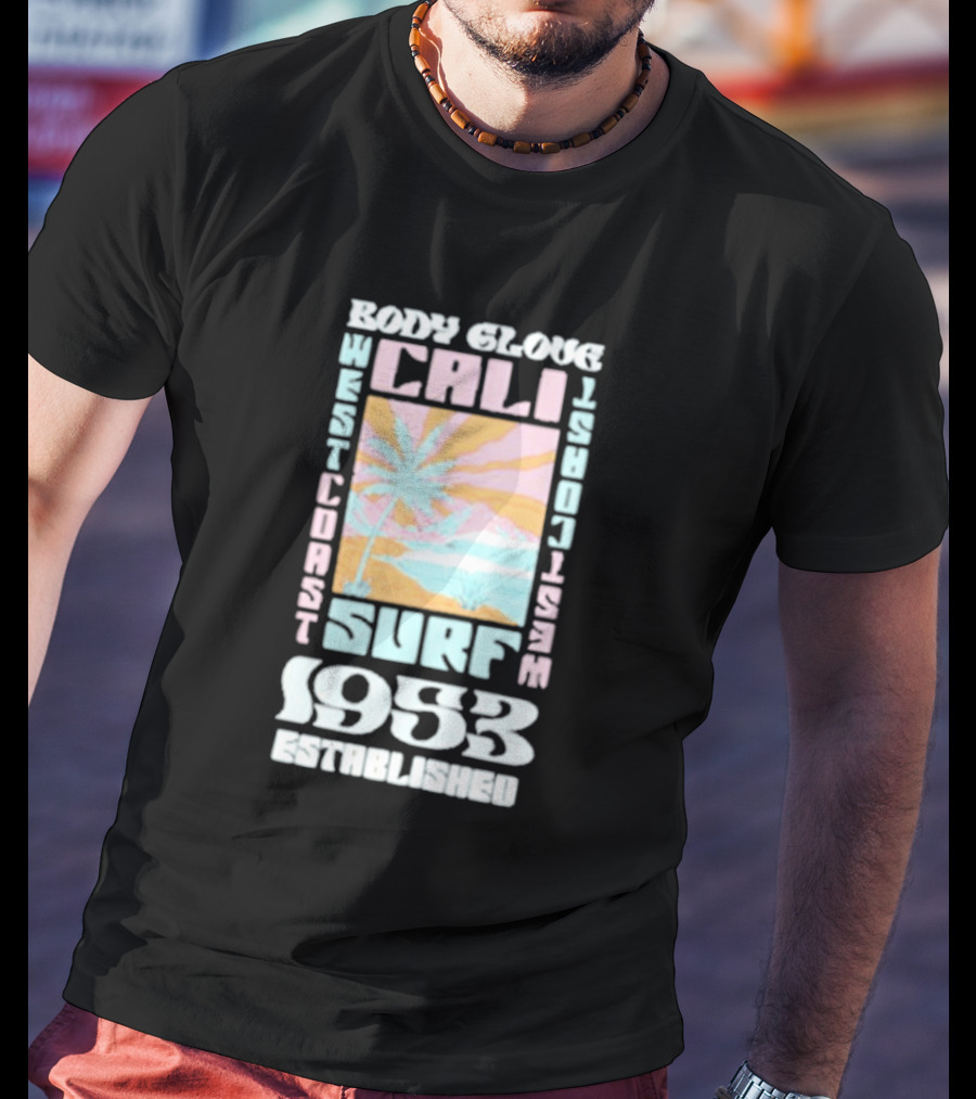 Body Glove Cali Surf 1953 Established West Coast Retro Palm Tree Ocean Waves T-Shirt