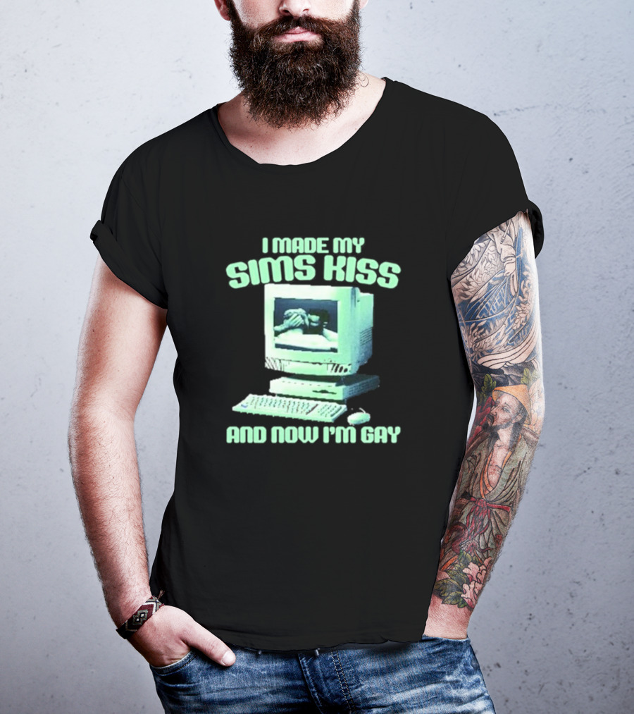 I Made My Sims Kiss And Now I'm Gay Retro Computer Nostalgia T-Shirt