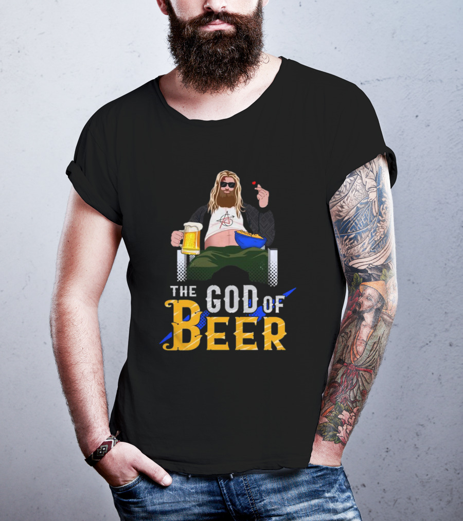 The God Of Beer Fat Thor With Sunglasses And Beer Mug T-Shirt