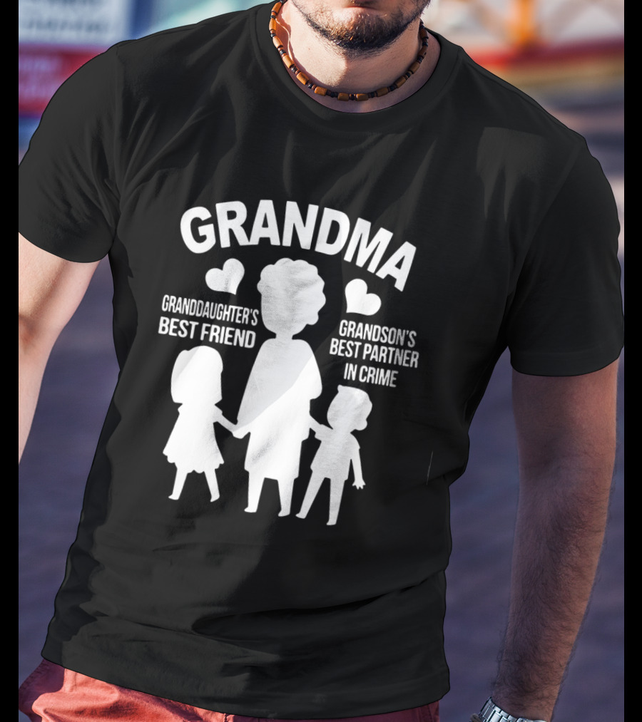 Grandma Granddaughter's Best Friend Grandson's Best Partner In Crime Hearts T-Shirt