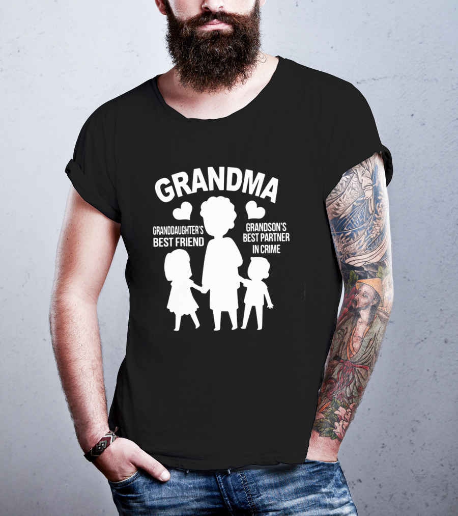Grandma Granddaughter's Best Friend Grandson's Best Partner In Crime Hearts T-Shirt