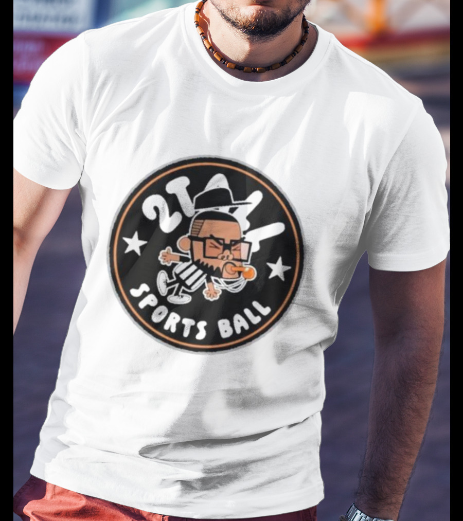 2Tall Sports Ball Referee Cartoon With Whistle And Stars T-Shirt