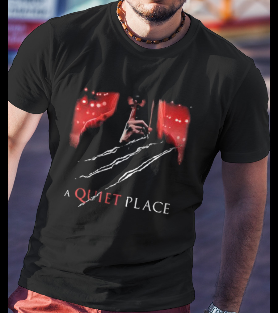 A Quiet Place Red Intensity Shushing With Scratches T-Shirt