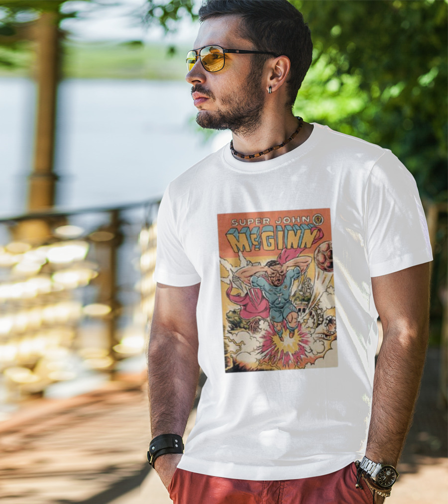 Super John McGinn Flying Hero Soccer Explosion Action Comic T-Shirt