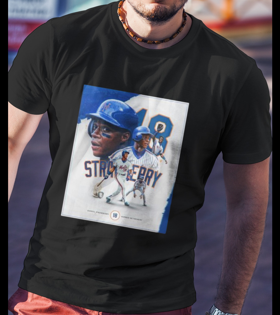 Darryl Strawberry Mets 18 Number Retirement Celebration With Iconic Baseball T-Shirt