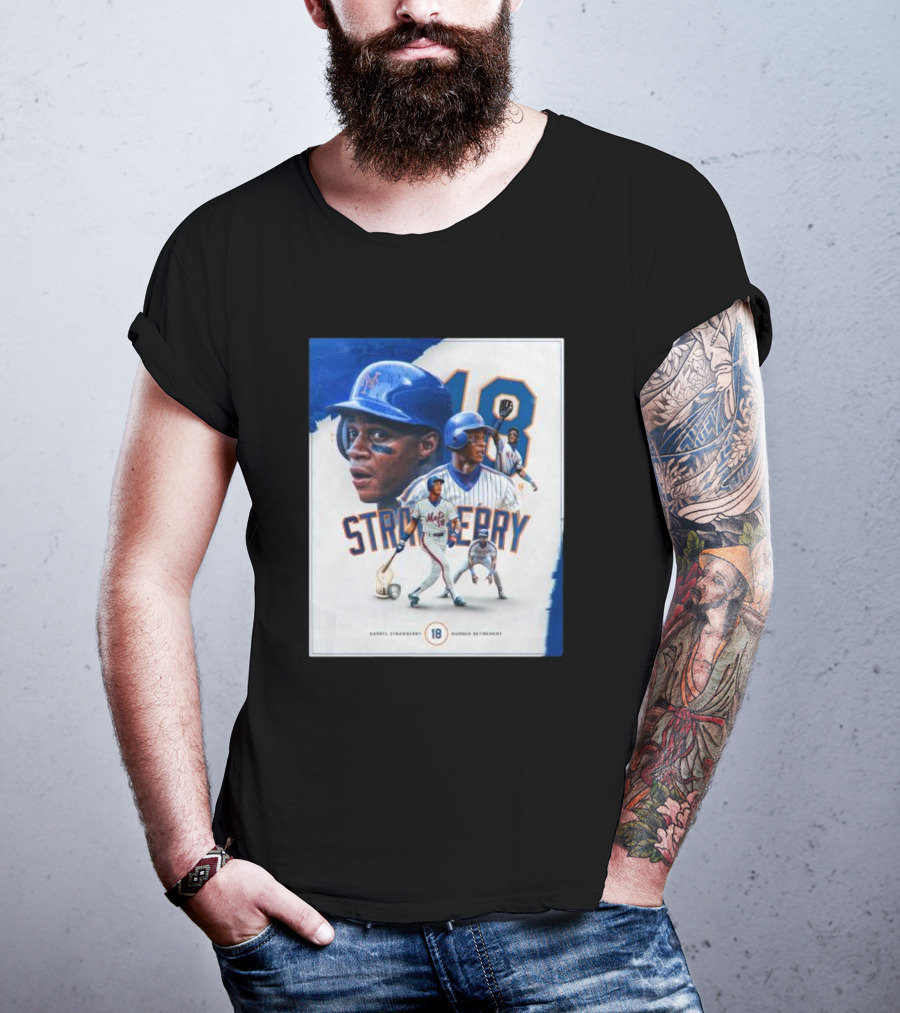 Darryl Strawberry Mets 18 Number Retirement Celebration With Iconic Baseball T-Shirt