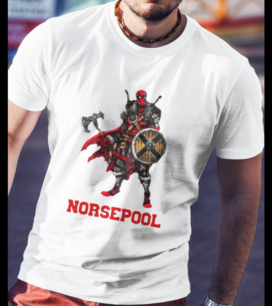 Deadpool Norsepool Viking Warrior With Axe And Shield T-Shirt