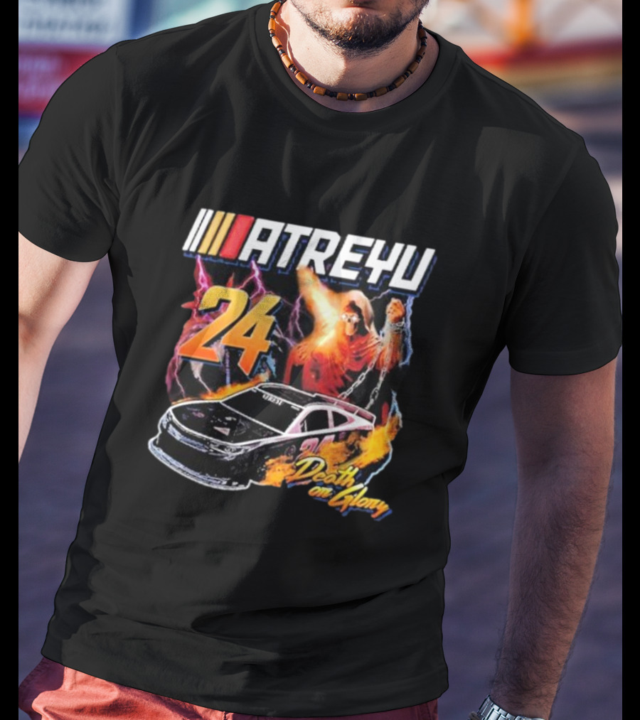 ATREYU 24 Death Or Glory Racing Theme With Flaming Car And Lightning Chains T-Shirt