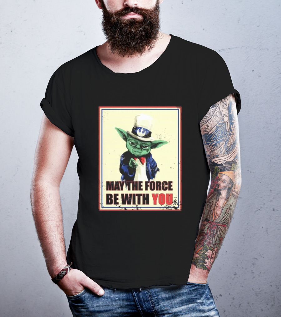 Baby Yoda May The Force Be With You Uncle Sam T-Shirt