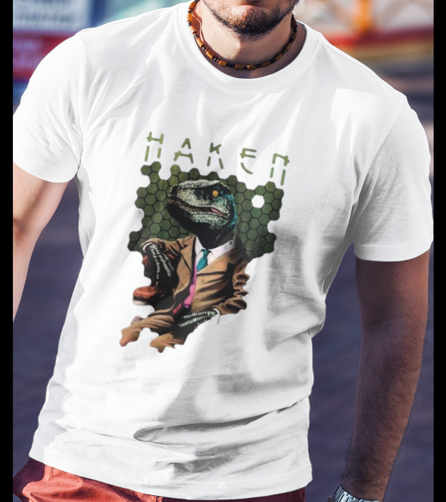 Haken Raptor Sophisticated Dinosaur In Suit T-Shirt