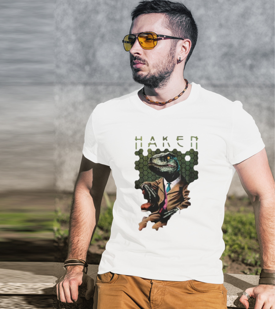 Haken Raptor Sophisticated Dinosaur In Suit T-Shirt