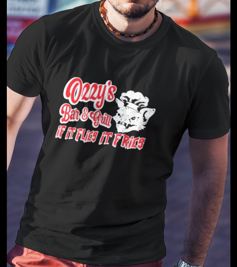 Ozzy's Bar And Grill If It Flies It Fries Cat Chef T-Shirt